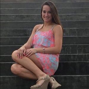 Salmon and Light Blue Dress